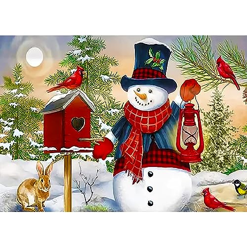 QENSPE 5D Diamond Painting Weihnachten Schneemann Diamant Painting Bilder Winter Tiere Diamond Art Erwachsene Full Diamant Kunst Malerei Stickerei Set Kreuzstich Bilder DIY Home Wand Dekor 30x40cm von QENSPE