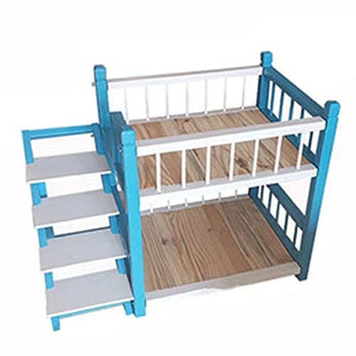Haustierbett auf Mehreren Ebenen Hundebett, Etagenbett für kleine und mittelgroße Hunde und Katzen, Wasserdichtes Innen-Maisonette-Bett für Haustiere mit Treppe(Size:109x62x80m,Color:Blue) von QEWQY