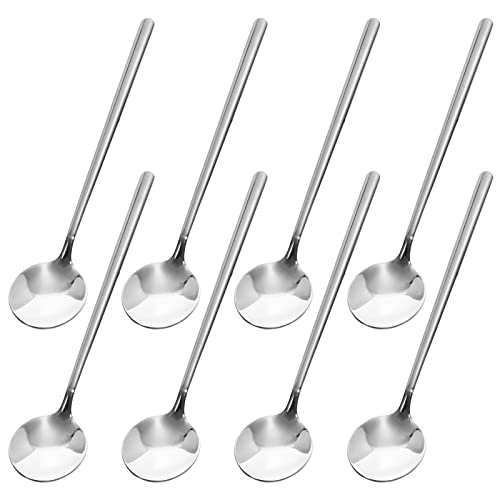 Kaffeelöffel Edelstahl Kleine Löffel Dessertlöffel Eislöffel Teelöffel Mokkalöffel Runde Rührlöffel für Zuhause Küche Café Dessert Geschäft Bar, 8 Stk 13cm, Silber von QH-Shop