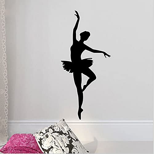 QIANGTOU Ballerina Wandaufkleber - Ballett Tänzerin Wandtattoo - Ballerina Dekor - Ballett Silhouette Mädchen Tanz Aufkleber für Wohnzimmer 163x79cm von QIANGTOU