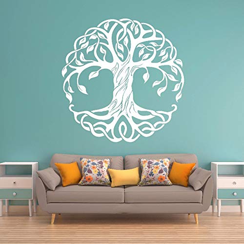 QIANGTOU Baum Wandtattoos Baum des Lebens Wandtattoo Kreis Bäume Vinyl Wandbild Abnehmbare Dekoration Yoga Dekor 75x75cm von QIANGTOU