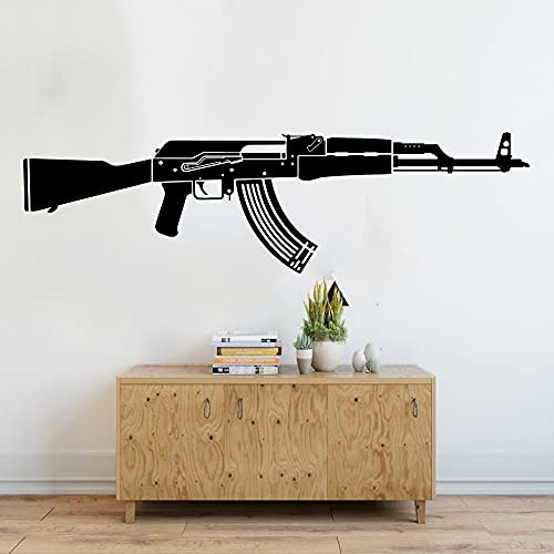 QIANGTOU Große Gun Army Solider Wandaufkleber Boy Room Schlafzimmer Gewehr Clip Tannenohr Wandtattoo Spielzimmer Wohnzimmer Vinyl Decor 85x24cm von QIANGTOU