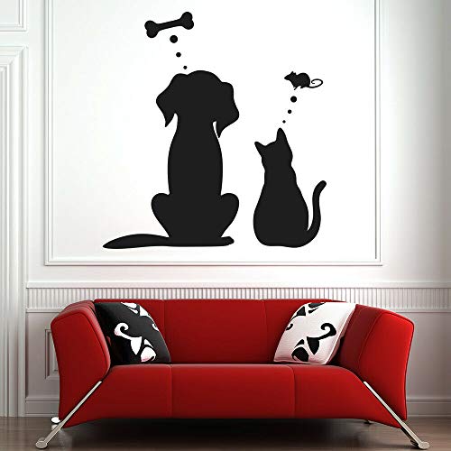 QIANGTOU Pet Dreams Wandtattoo Für Wohnzimmer Hund Katze Wandtattoo Für Kinderzimmer Vinyl Wandaufkleber Dekoration Pro Store 75x79cm von QIANGTOU