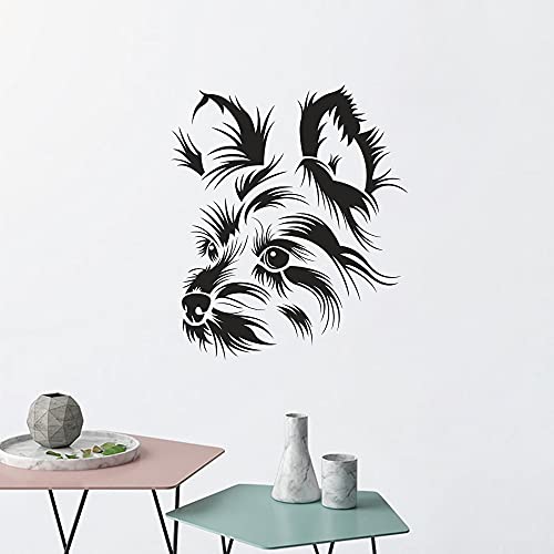 QIANGTOU Terrier Hund Pet Shop Haustierpflege Salon Wohnzimmer Schlafzimmer Home Fenster Flur Kunst Vinyl Wandtattoo Aufkleber 40x45cm von QIANGTOU