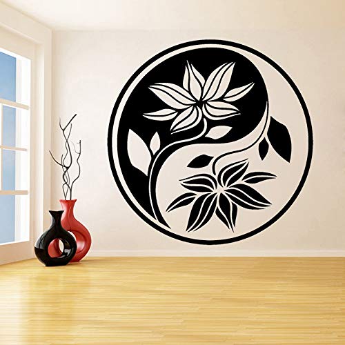 QIANGTOU Vinyl Wandtattoo Yin Yang Yoga Blume Dekor Wandaufkleber für Yoga Home Schlafzimmer Dekoration Tapete 57x57cm von QIANGTOU