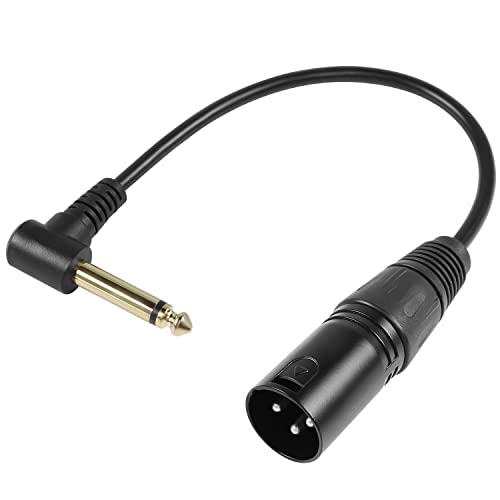 QIANRENON 90 Grad Winkel TS 6,35mm auf XLR unsymmetrisch Kabel TS1/4 Rechtwinkliger Stecker auf XLR Stecker Audio Verlängerungskabel, fFür Mikrofone Gitarren Verstärker Mischpult. 30cm/11.8in von QIANRENON