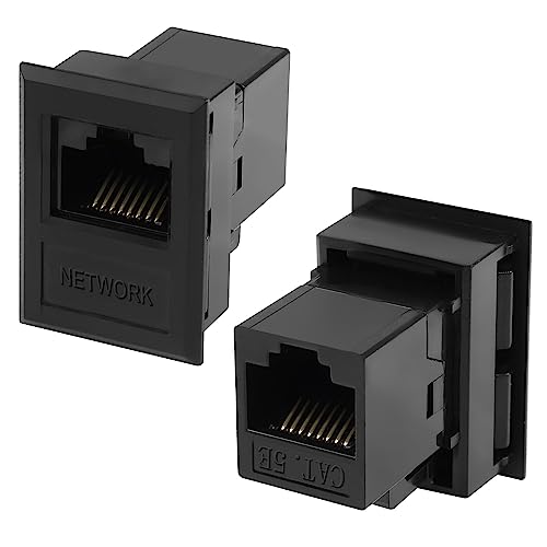 QIANRENON Desktop Connection Box RJ45 Netzwerk Jack CAT5E RJ45 Buchse auf Buchse Ethernet Passthrough Connector RJ45 8P8C Rectangular Bracket Keystone Jack Desktop Socket RJ45 Zubehör, 2Pcs von QIANRENON