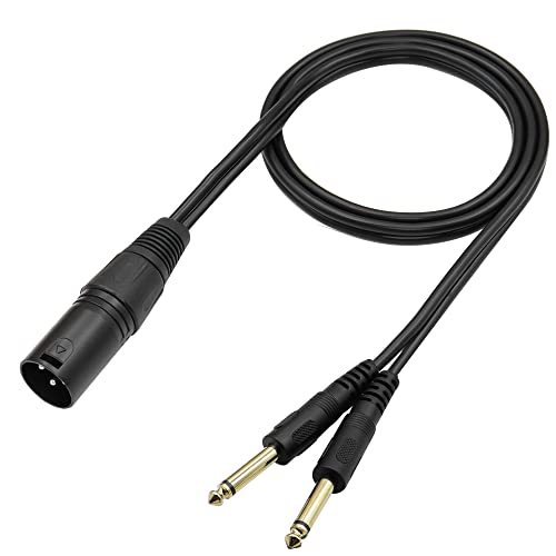 QIANRENON XLR Male to Dual TS 1/4 Stereo Splitter Cable 3-Pin XLR to Dual 6.35mm mono Y Splitter Conversion Extension Audio Cable,For Microphone Guitars Amplifier Mixer,1m/3.2ft von QIANRENON