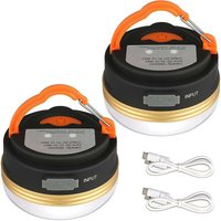 Qiedie - Camping-Laterne [2er-Pack] wiederaufladbare Batterie-Zeltleuchte, wasserabweisend, Magnetfuß, 3 Lichtmodi mit USB-Kabel für Camping, Arbeit, von QIEDIE