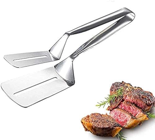 QINGJIANG Multifunktionale Lebensmittel-Clips Steakzange Edelstahl Brotklammer Brotklammer Steak Schaufel Edelstahl Gebratenes Steak Clamp Brotzange Essen für Grillen, Kochen von QINGJIANG