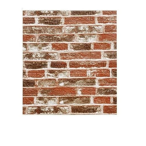 3d Wandpaneele,Wandpaneele Selbstklebend 3D-Wandaufkleber, Panels, Schaumstoff-Tapete, Wohnzimmer, Badezimmer, Hintergrund, Wand, Zuhause, Luxus-Dekor, Morden-Aufkleber(Color:Brown brick,Size:10pieces von QIULKU