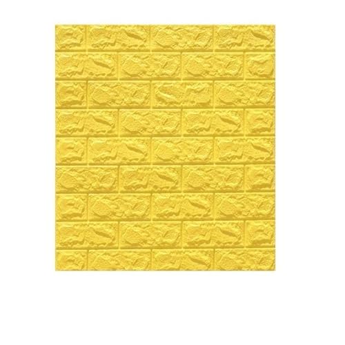 3d Wandpaneele,Wandpaneele Selbstklebend 3D-Wandaufkleber, Panels, Schaumstoff-Tapete, Wohnzimmer, Badezimmer, Hintergrund, Wand, Zuhause, Luxus-Dekor, Morden-Aufkleber(Color:yellow (gelb),Size:10piec von QIULKU