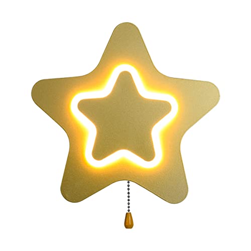 QJUZO LED Kinderzimmer Wandleuchte Mit Schalter, Kreative Fünfzackige Stern-Wandlampe 3000/4500/6000K Nachttischlampe, Modern Innen Acryl Wandbeleuchtung Für Schlafzimmer Flur Wohnzimmer, 14W,Gold QJUZO LED Kinderzimmer Wandleuchte Mit Schalter, Kreative Fünfzackige Stern-Wandlampe 3000/4500/6000K Nachttischlampe, Modern Innen Acryl Wandbeleuchtung Für Schlafzimmer Flur Wohnzimmer, 14W,Gold von QJUZO