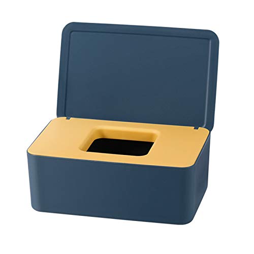 QKFON Aufbewahrungsbox für Feuchttücher, Feuchttücher, für trockene und nasse Seidenpapier, Serviettenhalter, Feuchttücher, Spenderhalter mit Deckel für Zuhause und Büro (Blue Yellow) von QKFON