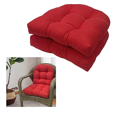 QLXYYFC 2 Stück Outdoor-Sitzkissen, Gartenkissen Mit Abgerundeten Ecken, Gartenstuhl-Pads, Gesteppte Terrassen-Sitzkissen for Gartenmöbel (Color : Rouge, Size : 48x48) von QLXYYFC