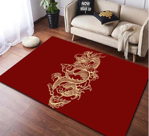 Chinesischer Drachen Bedruckter Teppich Wohnzimmer Teppich Home Küche Schlafzimmer Badezimmer Fußmatte Flur Balkon Fußmatte 80X150Cm von QMETOS