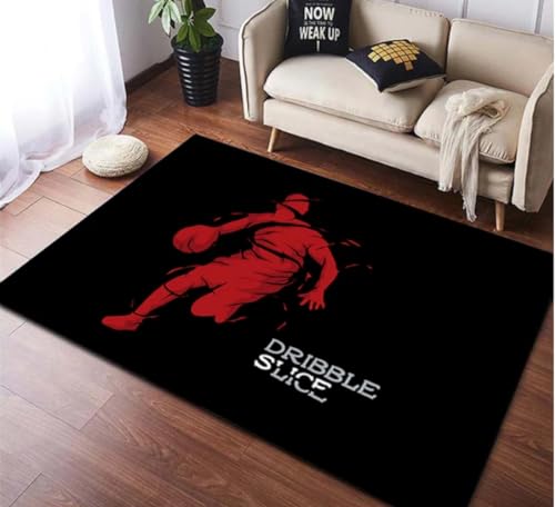 QMETOS Basketball Bedruckter Teppich Wohnzimmer Schlafzimmer Sofa Teppich Fußmatten Flur Balkon Badezimmer Küche Fußmatte 200X300Cm von QMETOS