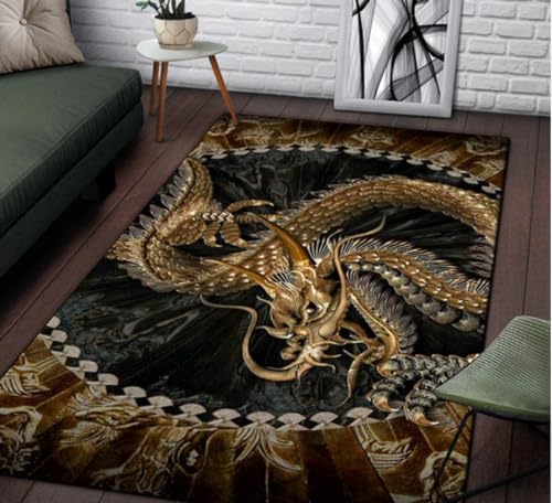 QMETOS Chinesischer Drache Bedruckter Teppich Wohnzimmer Wohnzimmerteppiche Flur Fußmatte Schlafzimmer Nachttischmatte Badezimmer Küche Teppich 50X80Cm von QMETOS