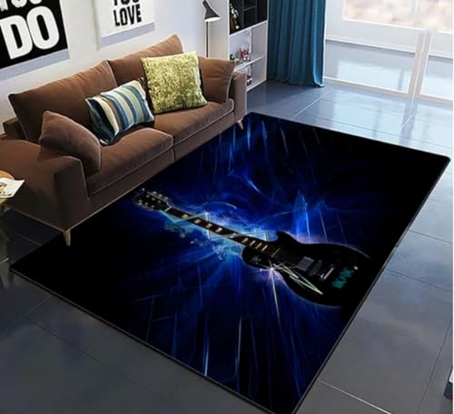 QMETOS Gitarre Melodie Bedruckter Teppich Wohnzimmer Schlafzimmer Nachttisch Fußmatte rutschfeste Küche Badezimmer Teppiche Flur Fußmatte Haus 200X300Cm von QMETOS