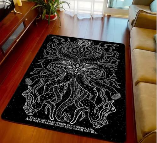 QMETOS Satan Dämonenschädel Teppich Wohnzimmer Flur Fußmatte Gothic Home Küche Badezimmer Teppich Schlafzimmer Nachttisch Fußpolster 60X90Cm von QMETOS