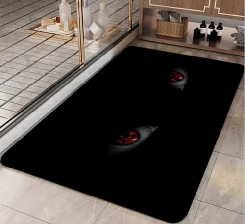 QMETOS Teppich Evil Eye Teppich Kurzer Plüsch Wohnzimmer Schlafzimmer Teppich rutschfest Badezimmer Essen Wasser Absorbierender Küchenteppich 50X80Cm von QMETOS