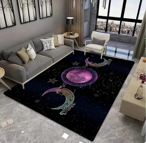 QMETOS Teppich Satan Moon Teppich Für Wohnzimmer Dekor Sofa Tisch Bereich Teppiche Anti-Rutsch Fußmatte Badezimmer Türmatte 50X80Cm von QMETOS