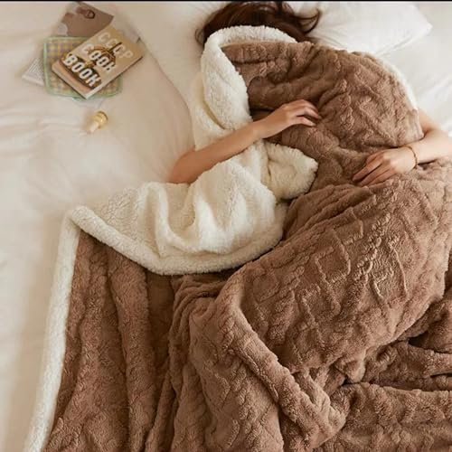 QOFLY Kuscheldecke Flauschig 150x200, Braun Dicke Warme Sofadecke Wohndecke kuschelig für Herbst und Winter, XL Sherpa Decke Couchdecke Überwurf Zweiseitige Fleecedecke von QOFLY