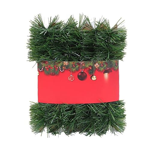 QOKLIYUI Festliche tannengrüne Girlanden für Weihnachten, einfach aufzuhängen und anwendbare Anlässe, PVC Weihnachtsdekoration, langlebig, Grün, 3 m von QOKLIYUI