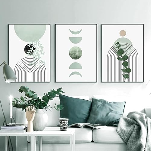 QPLGTU Geometrisches Poster-Set, Abstrakte Bilder Von Blumen Und Pflanzen, Gedrucktes Poster Für Wohnzimmer Hintergrund Wanddekoration, Rahmenlos (Stil 5,60x90cm*3) von QPLGTU