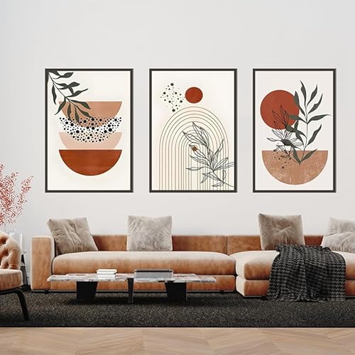 QPLGTU Geometrisches Poster-Set, Abstrakte Bilder Von Blumen Und Pflanzen, Gedrucktes Poster Für Wohnzimmer Hintergrund Wanddekoration, Rahmenlos (Stil 8,40x60cm*3) von QPLGTU