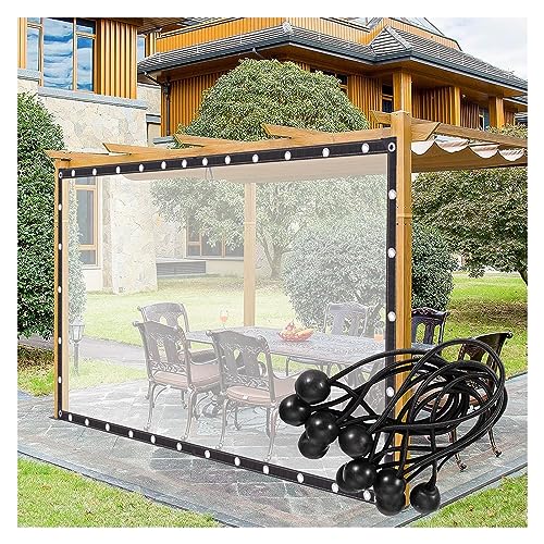 QSTGX Durchsichtige Plane, wasserdichte Pergola-Abdeckungen, Kunststoff-Seitenwände mit Ösen für Balkon, Terrasse, Veranda, Pavillons (Color : Clear, Size : 2.5x3m/8.2x9.84ft) von QSTGX