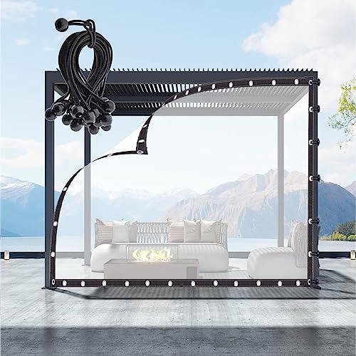 QSTGX Pavillon-Seitenwände, Außenvorhänge, wasserdichte Planen-Trennvorhänge für Balkon, Dach, Pergola, mit Ösen (Color : Transparent, Size : 2.5x2m) von QSTGX