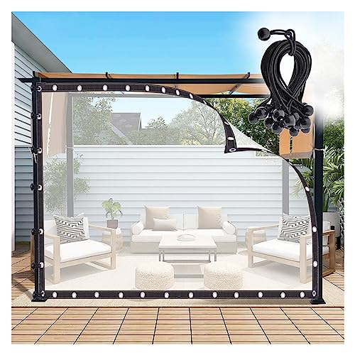 QSTGX wasserdichte Vorhänge für Den Außenbereich, Durchsichtige Pergola-Seitenwände, Durchsichtige Vinylfolie für Umzäunung, Terrasse, Pool, Veranda (Farbe : Clear, Größe : 1.5x3m) von QSTGX