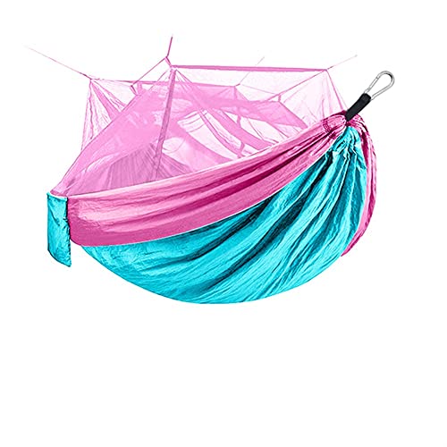 QSWL Hängematte 2 Personen | 200kg Tragkraft, Schnelltrocknende Nylon Hängematten Ultraleicht, In/Outdoor Hängematte Mit Moskitonetz, Camping Hammock Mit Aufhängung (Color : Purple, Size : 260x140cm) von QSWL