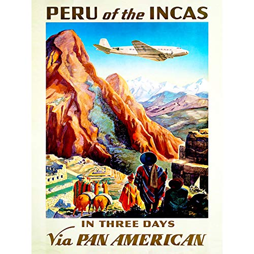 TRAVEL Tourism Peru South America Plane Mountain INCA Ruin MACCHU Picchu 30X40 CMS FINE Art Print Art Poster by Wee Blue Coo Prints Reise SÜD Amerika Ebene Berg Inka Kunstdruck von Wee Blue Coo