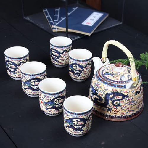 QUANLI 1 Kanne 6 Tassen kreatives Keramik-Teeset, handgefertigte Teekanne, Tasse, chinesisches Porzellan, Geschenk, GungFu-Blumentee, Teegeschirr, Büro, Reise, Teegeschirr von QUANLI