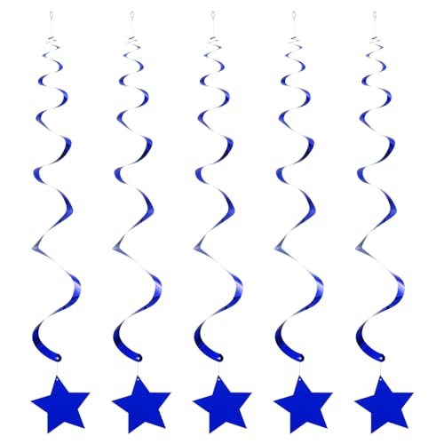 QUARKZMAN 10 Set Blau Sterne Hängend Dekorationen Glänzendes Funkeln Plastik Sterne Luftschlangen Decke Dekorationen für Hochzeit Geburtstag Party von QUARKZMAN