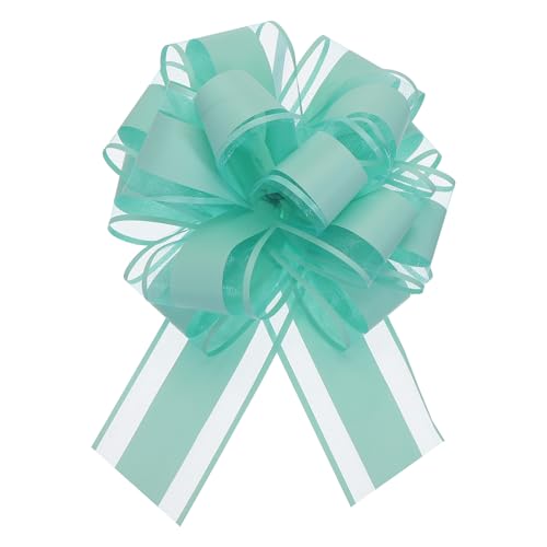 QUARKZMAN 20Stk 6" Große Ziehschleife Organza Bänder für Geschenk Verpackungen Farbband für Hochzeit Auto Körbe Geschenke Weihnachten Bogen Türkis Blau von QUARKZMAN