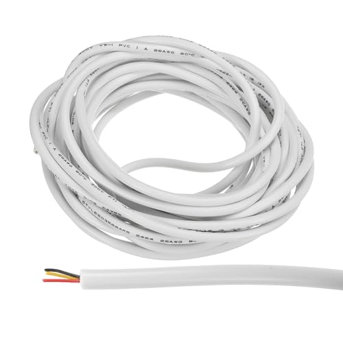 QUARKZMAN 26AWG Elektrisch Draht 3 Leitungen UL2464 LED Strom Beleuchtung Kabel Verzinkt Kupfer 16.4Ft Niedrig Spannung PVC Gehäuse Flexibel Erweiterung Schnur Weiß für Lampen Beleuchtung von QUARKZMAN