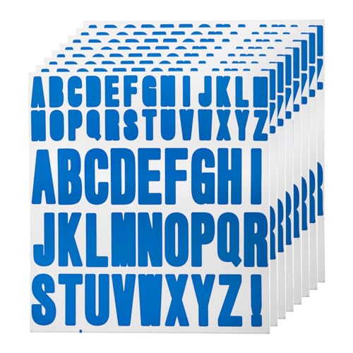 QUARKZMAN 440 Stück 8 Blätter Buchstaben Aufkleber Vinyl Wasserdicht Selbstklebend Aufkleber Buchstaben für Innen-/Außenbereich Aufkleber Dekoration Blau von QUARKZMAN