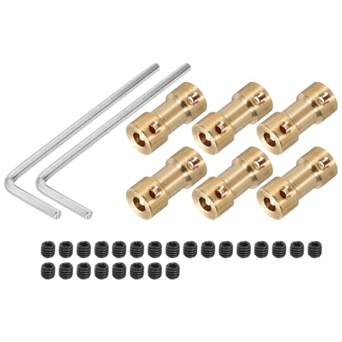 QUARKZMAN 4mm auf 4mm Bohrungsstarre Kupplung 20mm Länge 9mm φ M3 Messingwellenkupplung Verbinder für 3D-Drucker Auto Kupferfarben mit 6pcs Kupplung 24pcs Schrauben 2pcs Schraubenschlüssel von QUARKZMAN