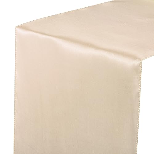 QUARKZMAN 6 Packung Satin Tischläufer 12x 108 Glatter Seide Stoff Tischläufer für Hochzeit Geburtstag Bankett Party Dekoration Champagne von QUARKZMAN