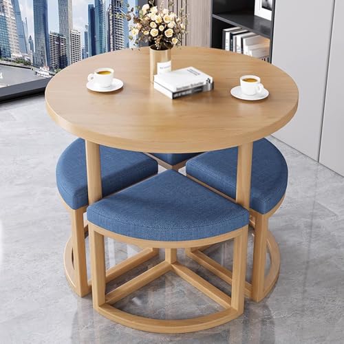 QUEMZAR Esstisch mit 4 Stühlen Rund, Moderner Runder Küchentisch und Stoffstühle, Platzsparendes Tischset für Zuhause und Büro Textil10 90 * 90 * 75cm QUEMZAR Esstisch mit 4 Stühlen Rund, Moderner Runder Küchentisch und Stoffstühle, Platzsparendes Tischset für Zuhause und Büro Textil10 90 * 90 * 75cm von QUEMZAR