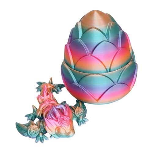 QUR 3D-Gedrucktes Drachenei-Spielzeug mit Voll Beweglichem Drachen im Inneren, Osterei, (Rose Dragon Egg- Rosa) von QUR