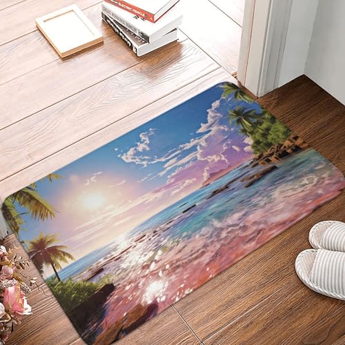 Fußmatte, Schmutzfangmatte, rutschfest, für Sommer, Strand mit Palmen, maschinenwaschbar, Eingangsmatte für drinnen und draußen, Bodenmatte für Garage, Terrasse, Veranda, Bauernhaus, 40,6 x 61 cm Fußmatte, Schmutzfangmatte, rutschfest, für Sommer, Strand mit Palmen, maschinenwaschbar, Eingangsmatte für drinnen und draußen, Bodenmatte für Garage, Terrasse, Veranda, Bauernhaus, 40,6 x 61 cm von QVUEagriSJ