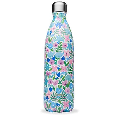 QWETCH - Isothermische Originals Flasche - Flora Rosa 1L - Nomadische Edelstahlflasche - 24h Kalt und 12h Warm - Wasserdicht, BPA-frei & wiederverwendbar von QWETCH