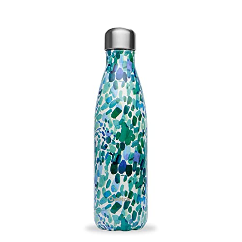 QWETCH - Isothermische Originals Flasche - Arty Blau 500ml - Nomadische Edelstahlflasche - 24h Kalt und 12h Warm - Wasserdicht, BPA-frei & wiederverwendbar von QWETCH