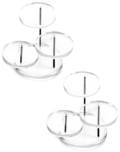 QWORK® 3-Stufig Mini Acryl Display Ständer, Runder Transparente Acryl Display Riser für Ringe Ohrringe Armbänder Mini Figuren (2 Stück) von QWORK