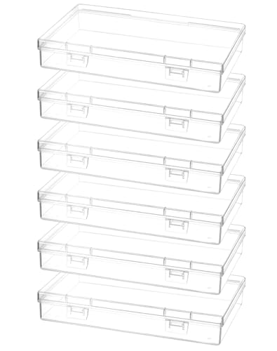 QWORK® 6 Stück Klein Rechteckige Aufbewahrungsbox mit Klappdeckel, Kunststoff Aufbewahrungsbehälter für Perlen, Schmuck und Bastelartikel - 180 x 110 x 30 mm von QWORK