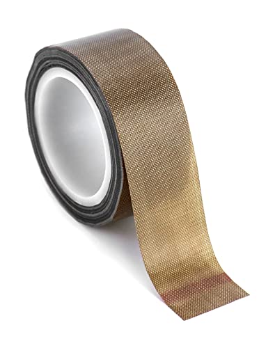 QWORK® 25mm x 10M Klebeband Teflonband - PTFE Glasgewebeband Hitzebeständig 300°C - 0,13 mm Dicke von QWORK